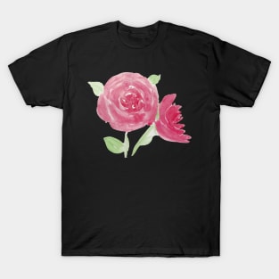 watercolour pink flowers watercolor purple flowers pink and purple flowers T-Shirt